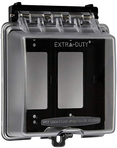 ENERLITES 2-Gang Weatherproof Outdoor Outlet Cover Extra-Duty in-Use Outlet Cover, Outdoor Decorator/GFCI Receptacle Outlets, 6.1” H x 5.2” W x 2.5” D, IUC2V-D, Clear