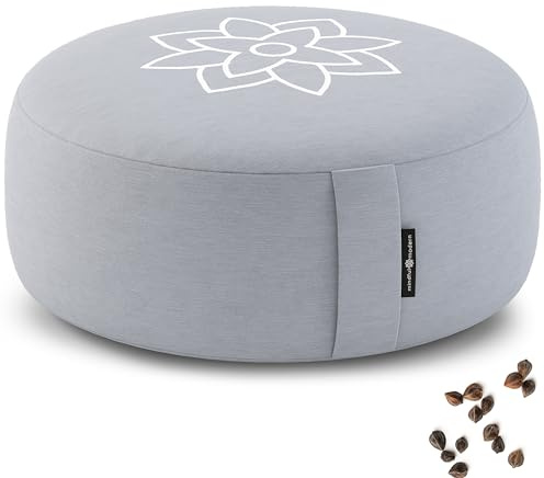 Mindful & Modern Large Meditation Cushion for Zafu Yoga - Meditation Pillow for Sitting on the Floor - Buckwheat Hull Filled Yoga Cushion with Removable, Washable 100% Cotton Cover and Carry Handle
