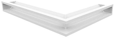 Grille de Ventilation KRATKI AIR | Grille de cheminée Angle Gauche 766 x 547 x 90 mm | Blanc | Grille d'extraction pour Ventilation de cheminée | Prise d'air à Un Angle de 45 degrés