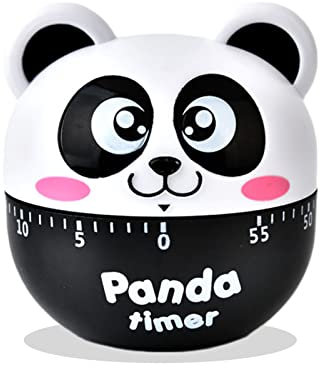 Temporizador Mecánico de Cocina Divertido - Minutero Manual 60 Minutos para Huevos, Recordatorio de Horneado y Cocción (Panda Negro)