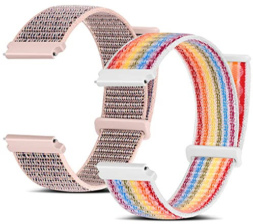 Huamanlou Nylon Watch Straps 16mm 18mm 20mm 22mm Quick Release Watchband for Men and Women, Adjustable Breathable Woven Sport Straps, 2 PACK