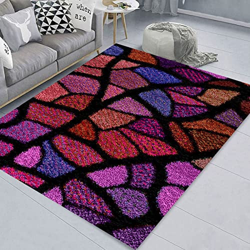 ZIVER Teppich Knüpfen Set Erwachsene Knüpfteppich zum Selber Knüpfen,DIY Knüpfsets Kreuzstich Teppich Set mit Werkzeug Latch Hook Kit.