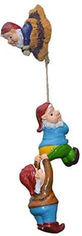 Baumzwerg-Statue Mit Drei Süßen Gnomen an Einem Seil - Kletterzwerge aus Harz für Garten, Hof- und Terrassendekorationen im Freien - Haltbare Ornamente