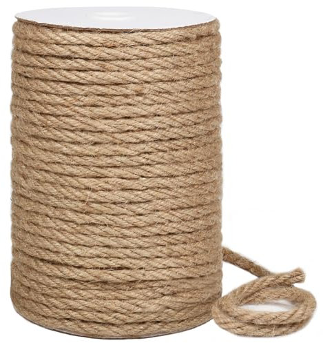 tenn well Ficelle de jardin de 6 mm, corde de jute de 50 m d'épaisseur pour griffoir, décoration de jardinage, empaquetage et travaux manuels (marron)