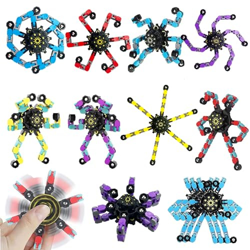 20PCS Transformable Fidget Spinner, Fidget Toys Bulk for Adults, Transformable Chain Robot Finger Toy DIY Deformation Robot Mechanical Spinners Stress Relief Fidget Toy for Teens Adults