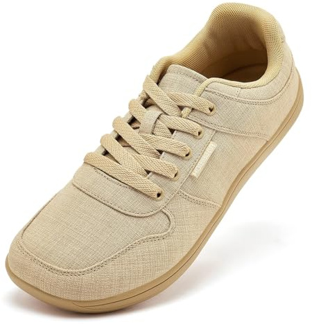 HOBIBEAR Zapatillas de Lona Unisex Zapatos Descalzos Anchos para Hombre Zapatillas de Moda para Mujer Zapatos Casuales clásicos Suela Zero Drop (Kaki EU 41)