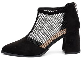 Rio Fiore Zapatos de tacón para mujer, 7 cm, tacón de bloque de 7 cm, de ante sintético, H1877-D1861-2, Color negro., 37 EU Estrecho