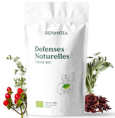 TISANE DEFENSES NATURELLES BIO 100g (50 Tasses) | Infusion en Vrac | Hibiscus, Citronnelle, Sauge, Ortie, Fleur de Tilleul, Thym REPLANTEA