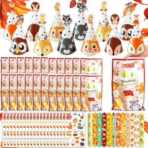BACH AND BOOZY fiesta animales bosque relleno bolsitas articulos cumpleanos mascaras gorros calcomanias infantiles pulseras slap llaveros anillos animales relleno bolsitas sorpresas