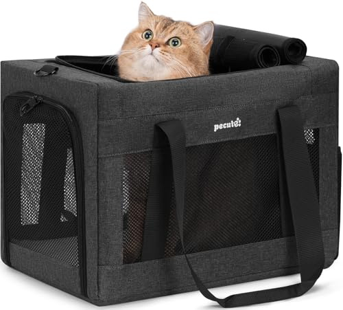 pecute Sac de Transport pour Chat L Cadre Ultra Stable, Pliable, Gris Foncé