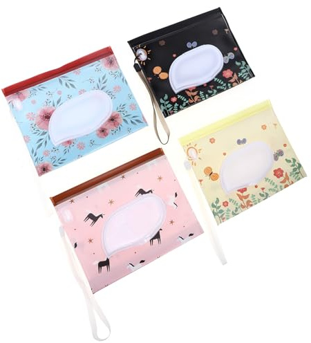 MUSISALY Bolsa Porta Toallitas Húmedas Reutilizable Dispensador y Tapa, 4 Unidades, Eva Resistente, Diseño Compacto y Portátil para Viaje Infantil y Uso Diario