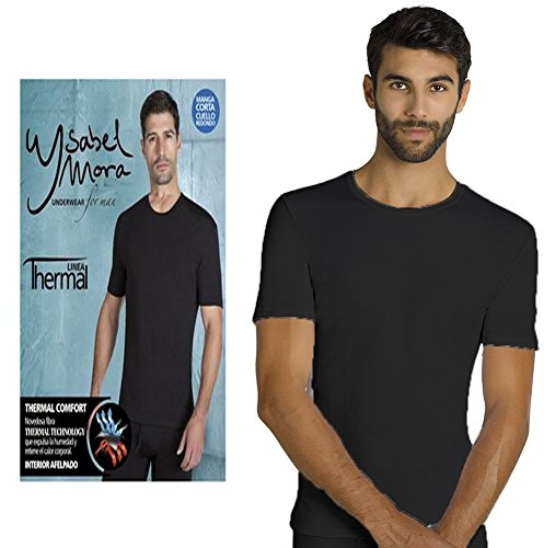 YSABEL MORA Camiseta Interior Térmica Manga Corta Hombre Retiene Calor Corporal Ideal Invierno Frío Primera Clase Interior Afelpado Composición 92% Poliéster 8% Elastano.