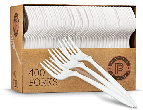 Plasticpro Cutlery 400 Mediumweight White Disposable Plastic Forks