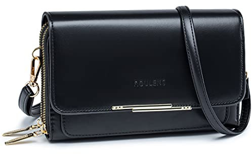 Roulens Klein Handy Umhängetasche,Damen Kleine Umhängetasche,PU Leder Crossbody Schultertasche Reisepass Handytasche mit Kartenschlitz Verstellbar Abnehmbar Schultergurt