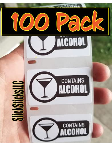 100PCS Contains Alcohol Stickers Bulk Warning Labels Stickers Sticker Label