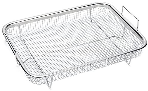 Ksrnsne Basket for Oven Stainless Steel Grill Basket Non-Stick Mesh Basket Tray Wire Rack Basket