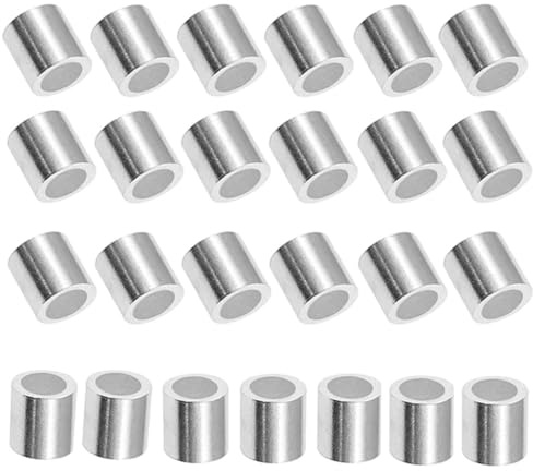SKYPRO 25 Pcs Wire Rope Stop Loop Sleeve Round Crimps for Wire Rope Dia, Aluminum Crimping Loop Sleeve Round (M6,6mm)