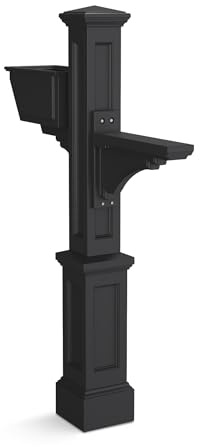 Mayne Westbrook Mailbox Post with Standard Arm and Planter – Weather-Resistant, Durable Classic Design – Easy-to-Install Outdoor Mailbox Post