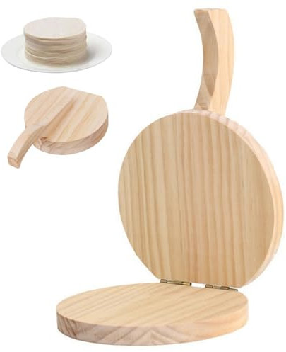 Blogiiup Tortilla Maker Press, Tortilla Press Natural Wooden Tortilla Press 16,5 '' Round Corn Tortilla Press avec poignée Tool Press Press pour Mexican Mexican Tortillera, Press Tortilla en Bois