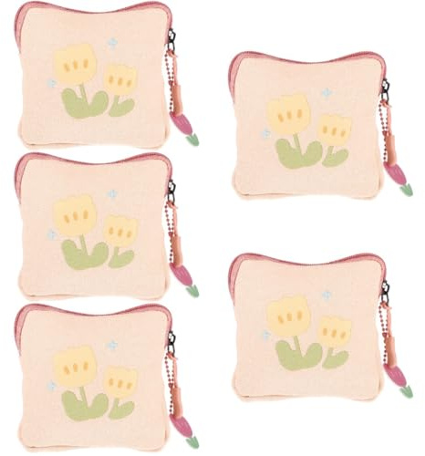FRCOLOR 5pcs Portable Change Bag for Menstrual Pad and Tampons Small Storage Pouch for Period Essentials for School Travel