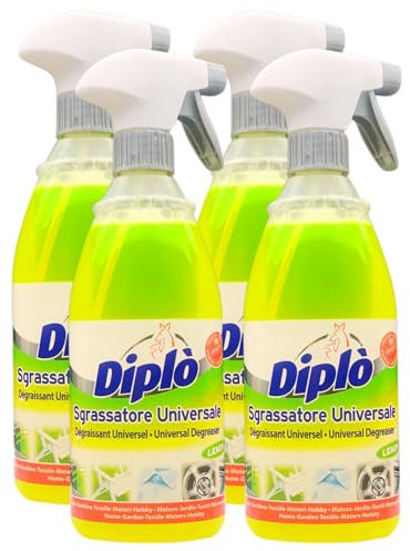 Sgrassatore Universale Spray Limone, Ideale Per Forni, Piastre Elettriche, Piani Di Lavoro, Cappe Aspiranti, Griglie, Affettatrici, Pentole e Pavimenti Particolarmente Sporchi 700ml (4 Spray)