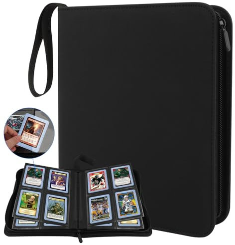 AOBOPLE Album di Carte da Collezione, Album per Top loader 4 Tasche con 8.5 x 11 cm, 20 Pagine Capacità 160 Carte, PU Impermeabile Porta Carte Grande per Carte da 3 x 4, Foto