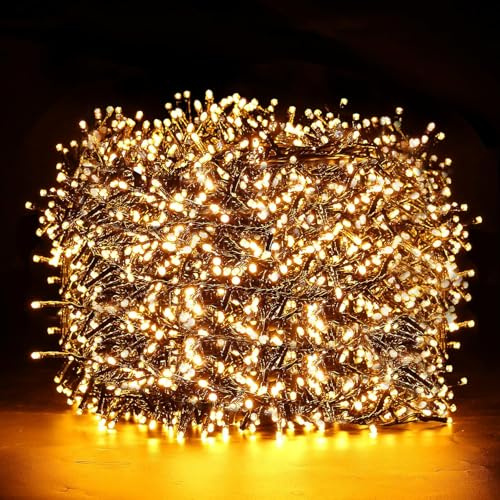 Marchpower 1000LEDs Luci Albero Natale, Catena Luminosa 100M Esterno IP44 Impermeabile,8 Modalità,Funzione Memoria Calda Decorazione Natalizia per Casa Interno Giardino Matrimonio Feste