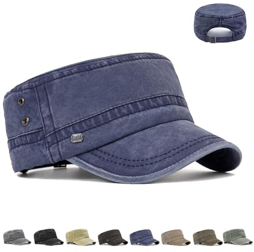 CWENDANER Cappello Militare Esercito Unisex in Tela di Cotone con Visiera e Fascia Regolabile per Donna Uomo Outdoor, Escursionismo, Viaggi, Estate (Blu Navy)