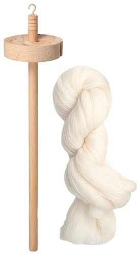Kronabelle Set Drop Spindle for Wool, Hand-Carved Wooden, 0.1 Australian Fiber Contains, for Yarn Making, Hand