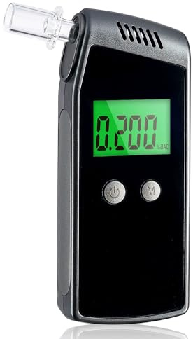Layfitty Alkoholtestare, alkoholtestare med LCD-digital display, alkoholtestare med 10 munstycken för hem och fest (svart)