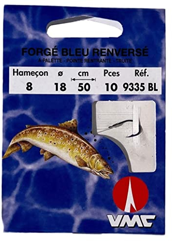 Hameçon Monté Truite Vmc National 9335 Bleu Renversé Taille 8 par 10