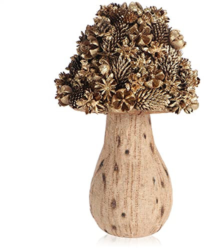 com-four® Weihnachtsgesteck im Blumentopf mit goldfarbenen Zapfen - Trockenpflanzen im dekorativen Topf - handgemachtes Blumenarrangement als Tischdeko (1 Stück - 21cm - goldfarben)