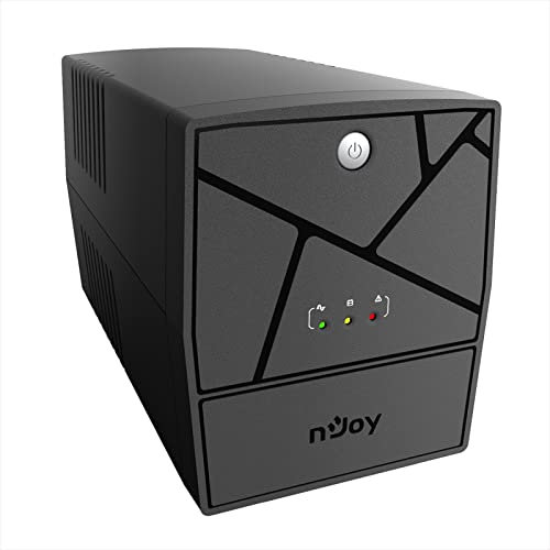 NJOY Keen 1000 Gruppo di Continuità 1000VA 600 Watt, Line Interactive, UPS per Computer PC e Modem, AVR, 4 Uscite Schuko, 2 Batterie 12V-7Ah - Garanzia 3 Anni