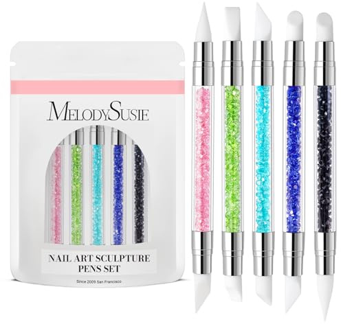MelodySusie 5 Pcs Nail Art Sculpture Pen Acrylic Dual Tipped Brushes