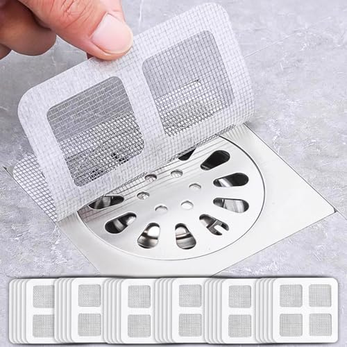 30PCS Disposable Shower Drain Hair Catcher, Mesh Stickers for Sink