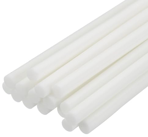 sourcing map 16 mini bastoncini di colla a caldo, 0,7 cm di diametro x 20 cm di lunghezza, in EVA, bianchi, mini bastoncini di colla a caldo per progetti fai da te e adesivi