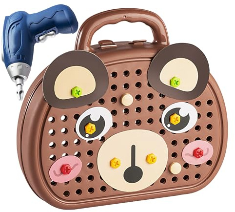 Générique Kit Outils Enfant | Boîte À Vis avec Tournevis Électrique - Jeu de Construction Éducatif pour Filles et Garçons à Partir de 3 Ans