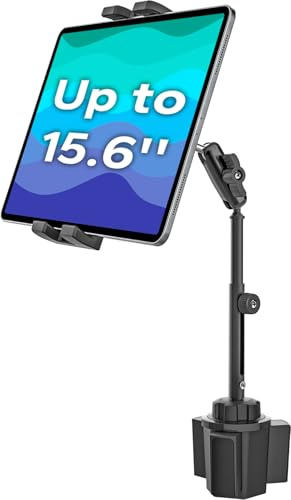 GDZN Surfplatthållare för bil, [Höjdjusterbar] PKW LKW Becherhållare iPad-hållare med metallteleskopisk arm för iPad Pro 12.9, Samsung Tabs, Fire, iPhone, 4.7–15.6 enheter