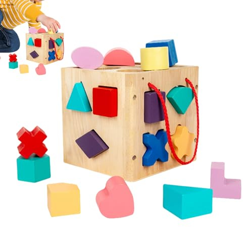 Juego De Encastres Para Niños,Juego De Madera Con 17 Agujeros De Aprendizaje Temprano - Juguete De Clasificación Formas,Para Niños Edad Preescolar y Escolar Actividades Grupo Viaje Cumpleaños