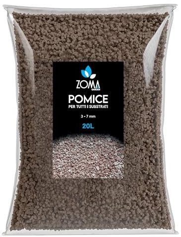 ZOMA Pomice per Piante professionale Granulometria 3/7, Inerte Naturale per Bonsai e Piante Grasse, Pietra pomice per piante - Sacco 20L - Made in Italy
