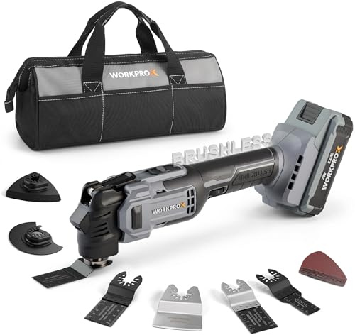 WORKPROX Multiherramienta Oscilante a Batería 20V con Motor Sin Escobillas