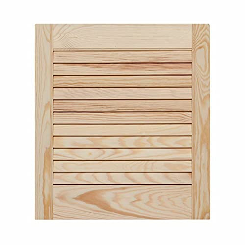 Natural Clear Pine Wood Door, Vented Open Louvre Door – Ready to Paint Internal Cupboard Doors, Wardrobe, Slatted Cupboard Door TMW Profiles (435mm (17.13) Height, 394 mm (15.51) Width)