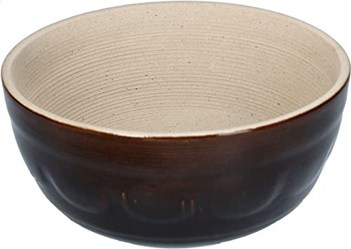 KOTARBAU® Cuenco de arcilla, Ø 27 cm, Recipiente de cerámica, gres, Bol para amasar, mezclar y servir, Marrón, Beige, Menaje de cocina, 5 litros