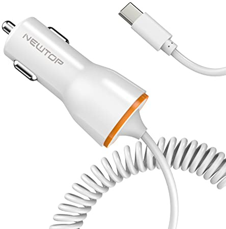 N NEWTOP Caricabatterie CC07 Cavo Flessibile Accendisigari 3A Type-C USB QC 3.0 Ricarica Rapida Carica Universale Auto Cellulari Tablet Compatibile per Xiaomi Oppo Realme Samsung Huawei (Bianco)