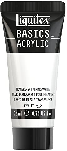 Liquitex 8870489​ Basics Acrylic Paint - Mixed White Transparent, 22 ml Tube, Non-fading, Waterproof, for Painting and Decorating Wood, Metal, Ceramic, Plastic, Canvas