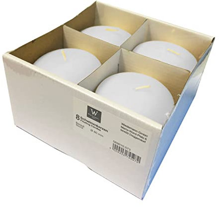 INNA-Glas Velas flotantes Ornella, 8 Piezas, Blanca, 2,8 cm, Ø8 cm, 8h - Vela Decorativa