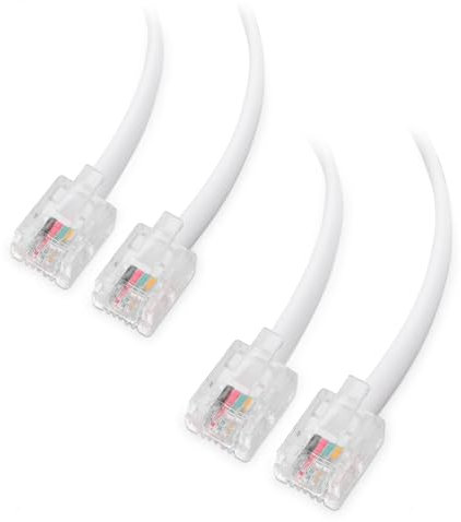 Cable Matters 2-Pack ADSL Cable 1m (RJ11 to RJ11 Cable) for Telephone, Internet DSL, ADSL, Modem in White - 1m