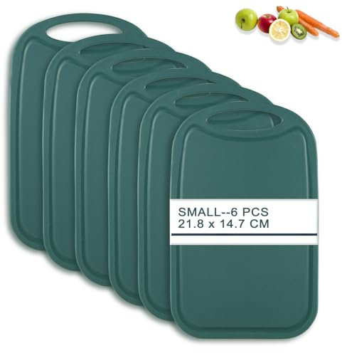 hunnycook - Juego de 6 tablas de desayuno con ranura para saftos, 22 x 15 cm, antibacteriana, de plástico, antideslizante, sin BPA, color verde, de plástico, aptas para lavavajillas