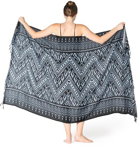 PANASIAM Sarong Kiowa - Dam & Herr - L & XXL Pareo - Strandhandduk | Mångsidig sarong som omlottkjol, strandklänning eller bikiniöverdrag, 100% viskos, XL sarong, Väggbonad, Bastuhandduk