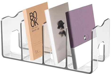 Acryl Buchständer Bücherregal | Desktop-Bücherregal-Organizer | Archivsammle Buchablagen Mit 4 Fächer Katalogsammler - Für Bücher Ordner Zeitschriften Notizbücher Organizer Halter